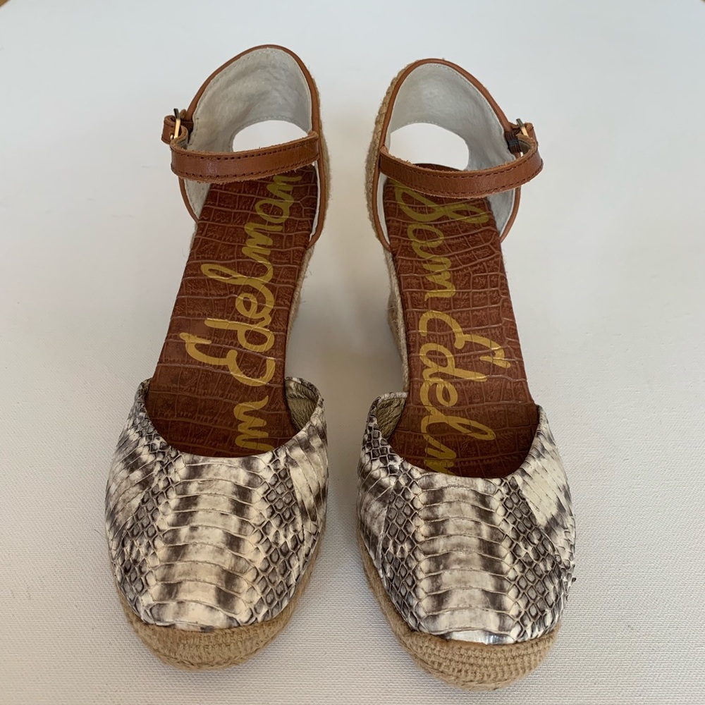 Sam Edelman Leather Python Wedge Espadrille 9.5 - image 3